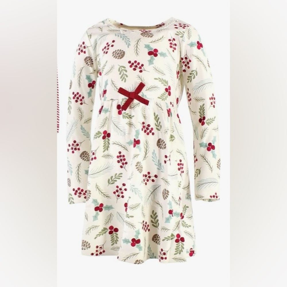 Touched by Nature Organic Cotton Long-Sleeve Dress Festive NEW Size 10